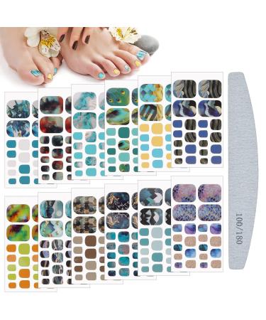 Kalolary footnail sticker toenail nail film 12 sheet marble -like toenails nail art sticker with nail file nail design decals nail self -adhesive for footnail nail art - Buy Online on GoSupps.com