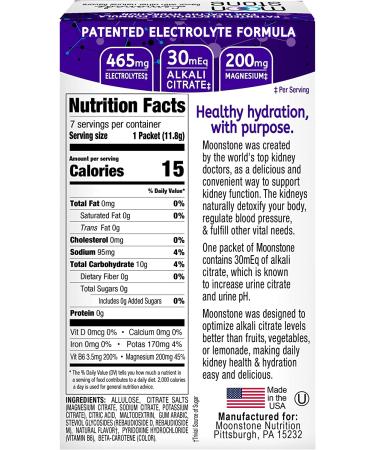 Moonstone Kidney Cleanse & Support Drink Mix - Keto Electrolyte Hydration Powder with Stone Prevention - Chanca Piedra Alternative - Magnesium & Potassium - 7 Pack Lemonade 2.8oz - Buy Online on GoSupps.com