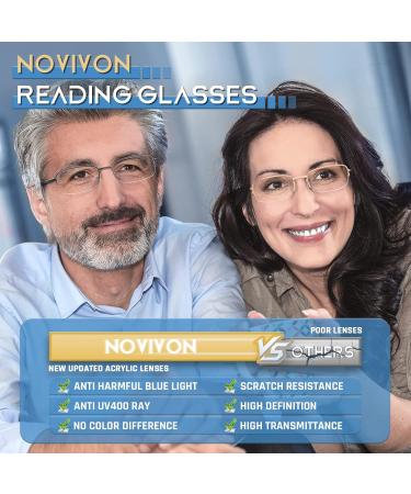 NOVIVON 5 Pack Reading Glasses for Men - Metal Blue Light Blocking Eyewear with Spring Hinges - Anti Eye Strain (Gunmetal Gold Silver Brown 1.5x - Buy Online on GoSupps.com