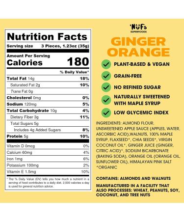 NUFS Superfood Bites - Ginger Orange 10 Pack - Whole Food Low Carb Low Sugar Keto & Paleo Friendly Vegan Energy Bites Made Fresh & Shipped Direct - Buy Online on GoSupps.com