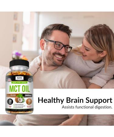 Kaya Naturals MCT Oil 2000mg - Non-GMO Soy-Free Gluten-Free - Brain Digestive & Skin Health - 30 Softgels 30 Count (Pack of 1) - Buy Online on GoSupps.com