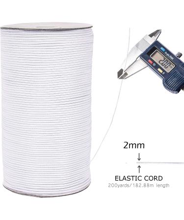 Elastic Thread 2mm 200 Yards - Stretchy Polyester Latex String Roll for Sewing, Jewelry, Bracelet Making - White Beading Cord by Top Home Store - Buy Online on GoSupps.com