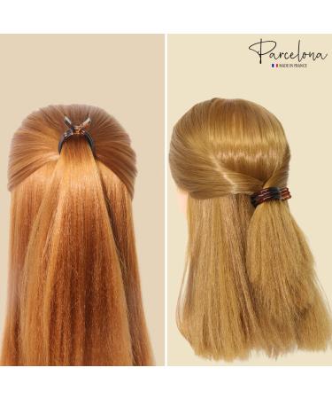 Parcelona French Round Inner Teeth 2 Inch Hair Clips Set - Tortoise Shell and Black Cellulose Hair Accessories for Women - Buy Online on GoSupps.com