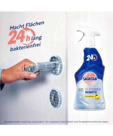 Sagrotan 24-Hour All-Purpose Disinfectant Cleaner - Citrus Breeze - Removes 99.9% Bacteria - 4 x 600ml Spray Bottles (12 Pack) - International Shipping Available - Buy Online on GoSupps.com