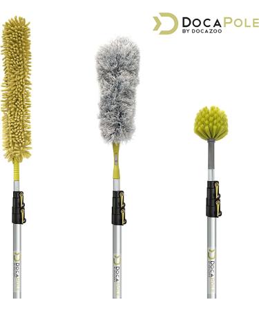 DocaPole 20-Foot Dusting Kit with 5-12 Ft Extension Pole - 4 Piece Set for High-Reach Cleaning - Includes 3 Duster Attachments for Cobwebs, Ceiling Fans, and More - Buy Online on GoSupps.com