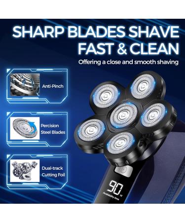 6 in 1 Waterproof Head Shaver for Bald Men | Cordless Electric Shavers for Head & Face - Blue - Buy Online on GoSupps.com