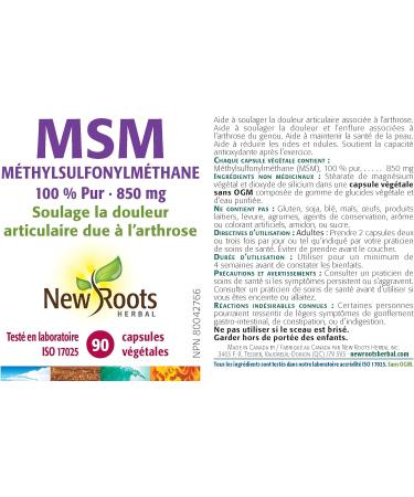 New Roots Herbal - MSM 850 mg 90 Capsules - Organic Methylsulfonylmethane - Premium Joint Supplement for Joint Pain Relief - MSM Supplement for Hair Skin Nails & Overall Wellness 90 count (Pack of 1) - Buy Online on GoSupps.com