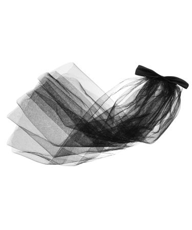 minkissy Halloween Decor Hair Clips Veil Retro Decor Bow Clip Costume Accessory Halloween Hair Wear Bows for Hair Black Bows Halloween Headpiece Black Tulle Bride Bow Tie Accessories Mesh