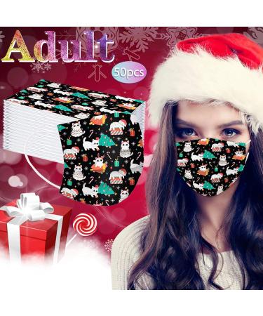 Honian 50PC Christmas Disposable Face_Mask for Adults Women Men with Winter Cute Colored Design Holiday Theme 3ply Breathable (#12) - Buy Online on GoSupps.com