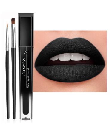 HOOMUSS Black Lipstick Long Lasting Smudge Proof  Goth Black Matte Lipstick for Halloween  Waterproof Gothic Lip Makeup Vegan & Cruelty Free (Black Swan)