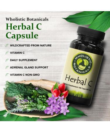 Wholistic Botanicals Herbal C Capsule Vitamin C Supplements Antioxidant and Immune System Booster, Adrenal Glands and Digestion Support 100 ct - Buy Online on GoSupps.com
