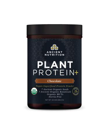 Ancient Nutrition Plant Based Protein Powder Plant Protein+ Chocolate Organic Vegan Superfoods Supplement 15g Protein Per Serving Gluten Free Paleo Friendly 12 Serving