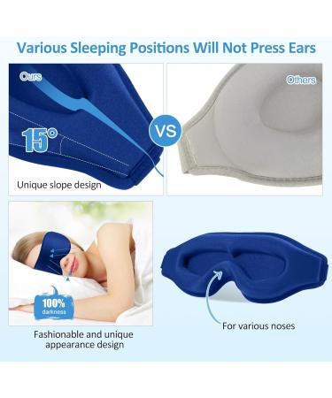 Premium Sleep Mask for Men & Women - Adjustable Eye Mask for Pressure Relief Deep Sleep & Travel - Lightweight with Earplugs - Blue - Buy Online on GoSupps.com