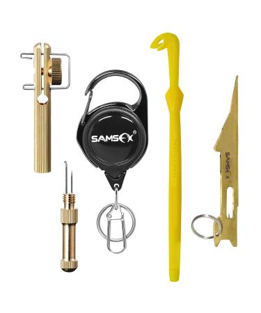 SAMSFX Fishing Line and Hook Knot Tying Tool Kit 3 Knot Tyers with Zinger Retractor
