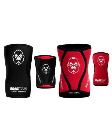 Beast Gear Beast Sleeves - Premium 5mm neoprene compression knee bandages for more support & protection of the knees.Empty sport weightlifting crossfit powerlifting squats running and more.(XL)
