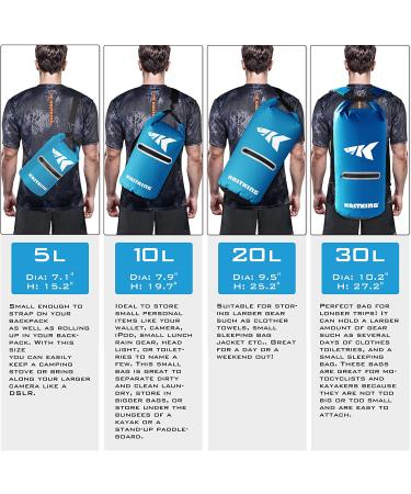 KastKing Cyclone Seal Dry Bag - 100% Waterproof with Phone Case & Zippered Pocket - Sky Blue 30L | Ideal for Beach, Fishing, Kayaking, Boating, Camping, Hiking, Biking, Skiing - Buy Online on GoSupps.com