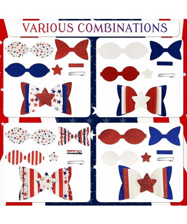 AOUXSEEM 4th of July Independence Day Hair Bow DIY Kit - 24 Sets | Pre Cut Pieces & Hair Clips Included - Buy Online on GoSupps.com