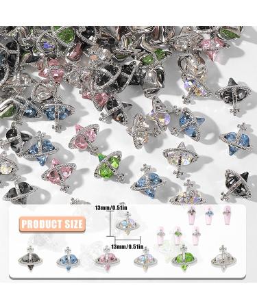 Planet Nail Charms - 30PCS Colorful 3D Heart Saturn Rhinestones for Luxury Nail Art | Alloy Diamond Crystal Gems for Women & Girls DIY Crafts - Buy Online on GoSupps.com