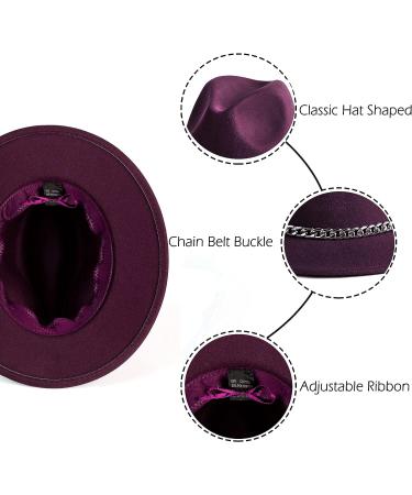 Gossifan Wine Red Fedora Hat with Chain Belt Buckle - Size 7 1/8-7 1/4 - Buy Online on GoSupps.com