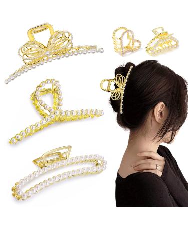 Large Metal Hair Claw Clips for Women Thick Hair & Thin Hair Styling Accessories Pearl Hair Clips