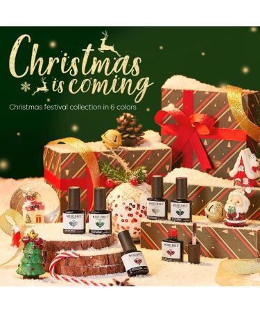 Modelones Gel Nail Polish 6 Colors Christmas Winter Sparkle Dark Green Red Glitter Silver Champagne Rose Gold New Year Shades Gel Polish Kit Fall Soak Off Nail Art Manicure Home Gifts for Women - Buy Online on GoSupps.com