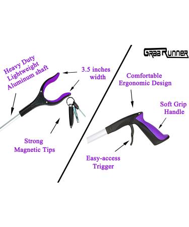32 Inch GrabRunner Reacher Grabber with Strong Magnetic - Purple - Buy Online on GoSupps.com