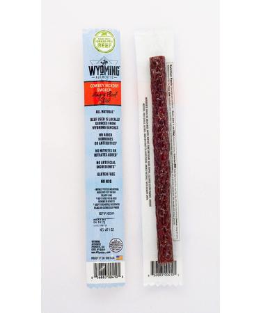 Wyoming Grass Fed Beef Sticks - Cowboy Hickory Smoke Flavor - Pack of 24 - Nitrate Free, No Artificial Ingredients, Clean Tasty Snacks - Individually Wrapped Angus Beef Sticks - Buy Online on GoSupps.com