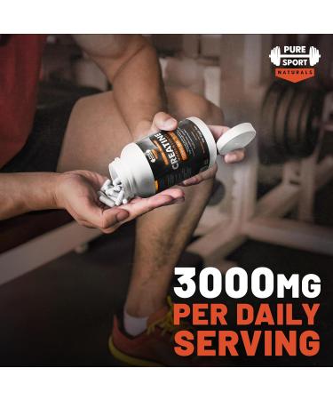 Creatine Monohydrate Capsules 200 Count | 100% Pure Creatine Pills for Muscle Growth Strength & Performance | 3000mg High Absorption Formula | 50-Day Supply | Made in Canada - Buy Online on GoSupps.com