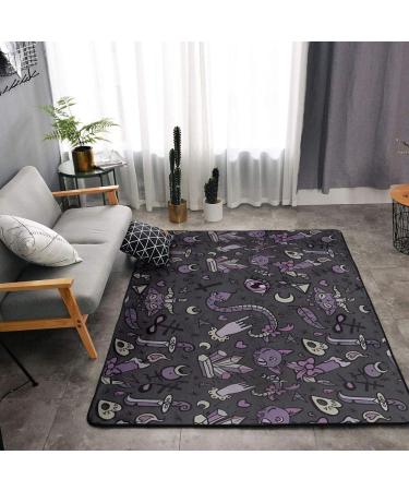 Purple Black Goth Spooky Flannel Non-Slip Floor Mat - Comfortable 63x48 Inches Lint-Free Foot Pressure Relief for Any Occasion - Buy Online on GoSupps.com