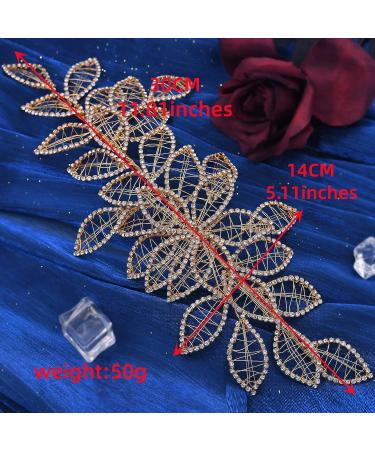 Eiaork Rhinestone Wedding Headpiece - Gold Leaf Bridal Headband Hair Vine for Bride and Bridesmaids - Buy Online on GoSupps.com