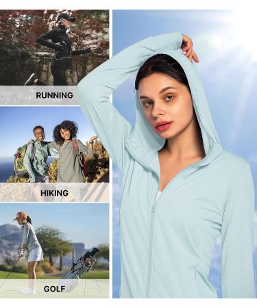 Women's UPF 50+ Sun Protection Long Sleeve Jacket with Zip Pockets - Light Blue, Small - Buy Online on GoSupps.com