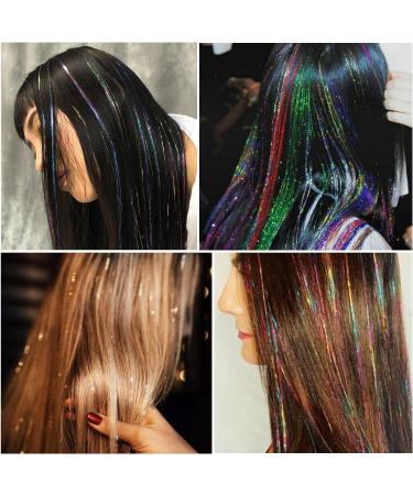 Sparkling Green Hair Tinsel Extensions Kit - 200 Strands, Heat Resistant Glitter Hair Extensions for Women & Girls - 48 Inch - Buy Online on GoSupps.com