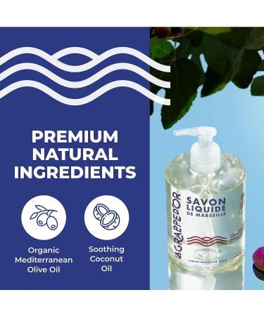 La Grappe d'Or Mediterranean Fig Marseille Hand Soap | Handmade in France with Organic Oils | Cruelty-Free & Vegan | 16.90 oz - Buy Online on GoSupps.com