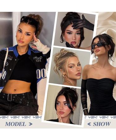 PORSMEER 10 Ombre Blue Claw Clip Ponytail Hair Extension for Women - Natural Straight Tousled Updo Bun Chignon - Buy Online on GoSupps.com