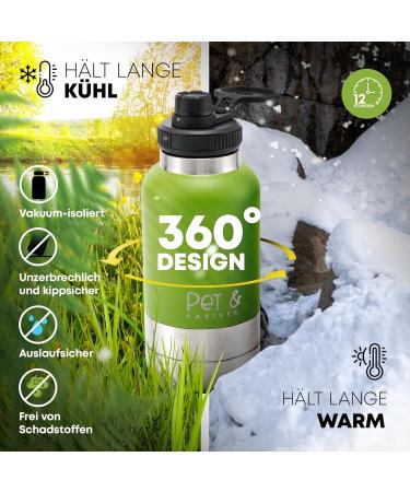 PET & Partner Stainless Steel Drinking Bottle with 2 Dog Bowls Perfect for On-the-Go Pet Hydration | International Shipping Available - Buy Online on GoSupps.com