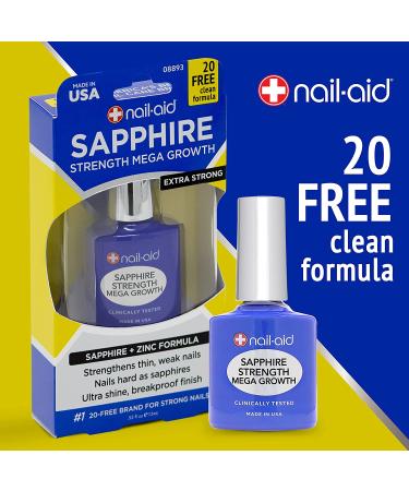 Nail-Aid Sapphire Strengthener & Mega Growth Treatment - Clear 0.55 Fl Oz - Pack of 1 - Buy Online on GoSupps.com