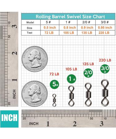 50 Pack Stainless Steel Fishing Rolling Barrel Swivel Snap - Black Nickel, High Strength Catfish Terminal Tackle, Heavy Duty Durability for Saltwater/Freshwater - #3/0 (220Lb) - 50pcs - Buy Online on GoSupps.com