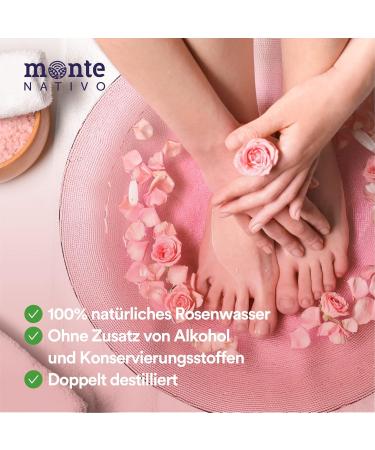 100% Pure Rose Water MonteNativo 500ml - 100% Natural and Pure Facial Skin Toner Natural Rose Hydrolat Tripple Purified Floral Rose Water - Buy Online on GoSupps.com