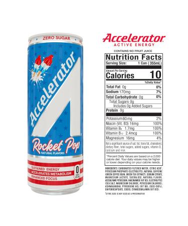 Accelerator Rocket Pop Energy Drink - 12 fl oz Can (Pack of 12) | Buy Internationally - Buy Online on GoSupps.com