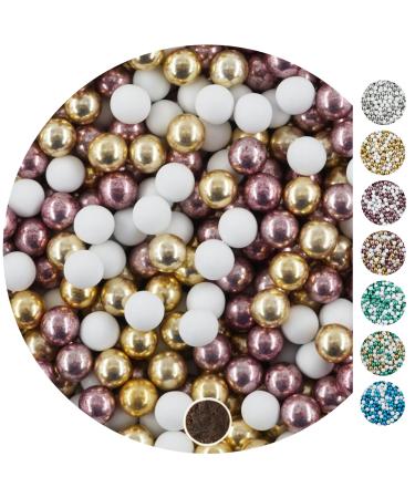 EinsSein 1kg wedding dragees chocolate balls Mix 1 cm small white-gold-pink | Baptism dragees girl boy communion with almonds | celebrate and receive party party color cheap with bomb tag see