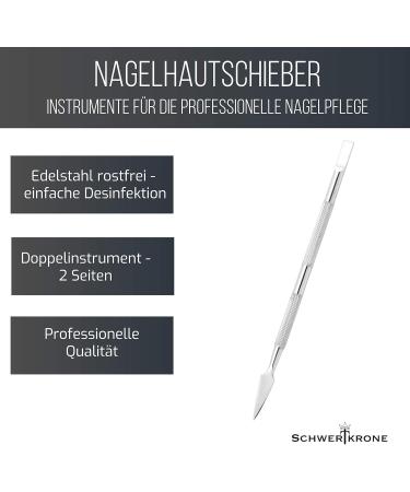 Schwertkrone Cuticle pusher spatula pusher corner lifter 2-sided pointed straight stainless steel - Buy Online on GoSupps.com
