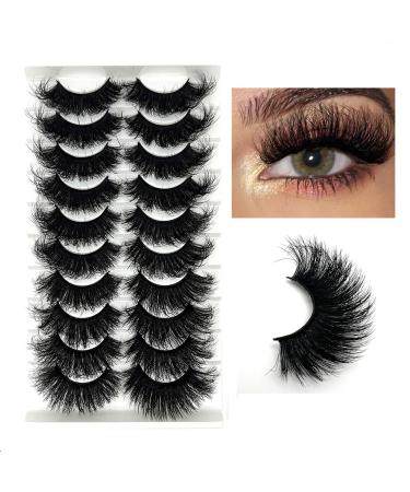 Mink Lashes Fluffy Wispy Cat Eye Dramatic 3D Lashes Mink 25mm Long False Eyelashes Pack 20mm Volume D Curl Strip Lashes That Look Like Extensions Full Lashes |16-20mm