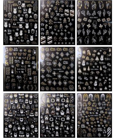 JMEOWIO 9 Sheets Happy New Year Christmas Nail Art Stickers Decals Self-Adhesive Pegatinas U as Snowflake Winter Holiday Cute Nail Supplies Nail Art Design Decoration Accessories - Buy Online on GoSupps.com