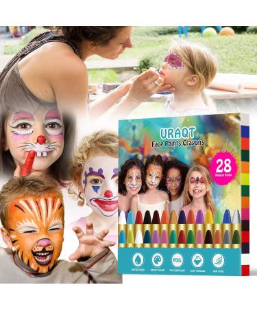 URAQT Face Paint Crayons - 28 Colors Non-toxic Body Painting Kit for Kids, Halloween Makeup, Christmas Party - Safe & Easy to Use - Buy Online on GoSupps.com