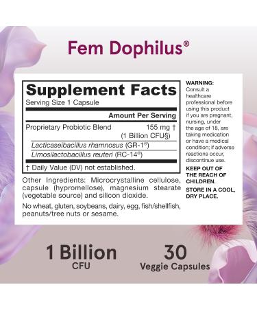 Jarrow Formulas Women's Fem-Dophilus 30 Veggie Caps - Shelf Stable Probiotic Supplement - Buy Online on GoSupps.com