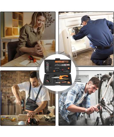 FACYNDE Portable Hand Repair Tool Set for Men | 18-Piece Housekeeping & Home Improvement Toolbox | Black & Orange 208018 - Buy Online on GoSupps.com