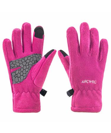 Arcweg gloves children fleece warm running gloves winter gloves slip-resistant bicycle gloves touchscreen winter gloves young girls finger gloves sports outdoor camping walking altrosa l-xl 7-8 years