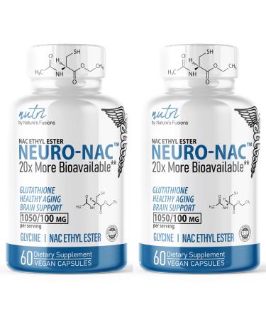 Neuro NAC Supplement N-Acetyl Cysteine Ethyl Ester (2 Pack)- 20x More Bioavailable Than NAC 600 mg - Boost Glutathione 10x More Than Liposomal Glutathione - N Acetyl Cysteine Ethyl Ester 120 Capsules 60 Count (Pack of 2)