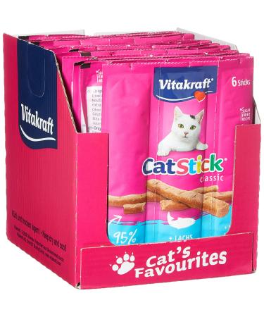 Vita power cat stick classic cat snack meaty mini sticks with salmon in storage size without the addition of sugar and grain (10x 6 pieces) - Buy Online on GoSupps.com