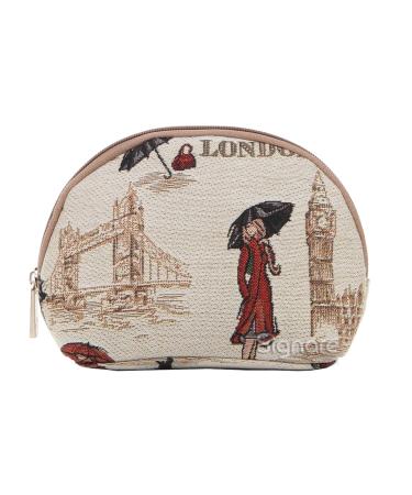 Signare Tapestry cosmetic bag small make-up bag for women and toiletry bag for women with London design (Miss London)